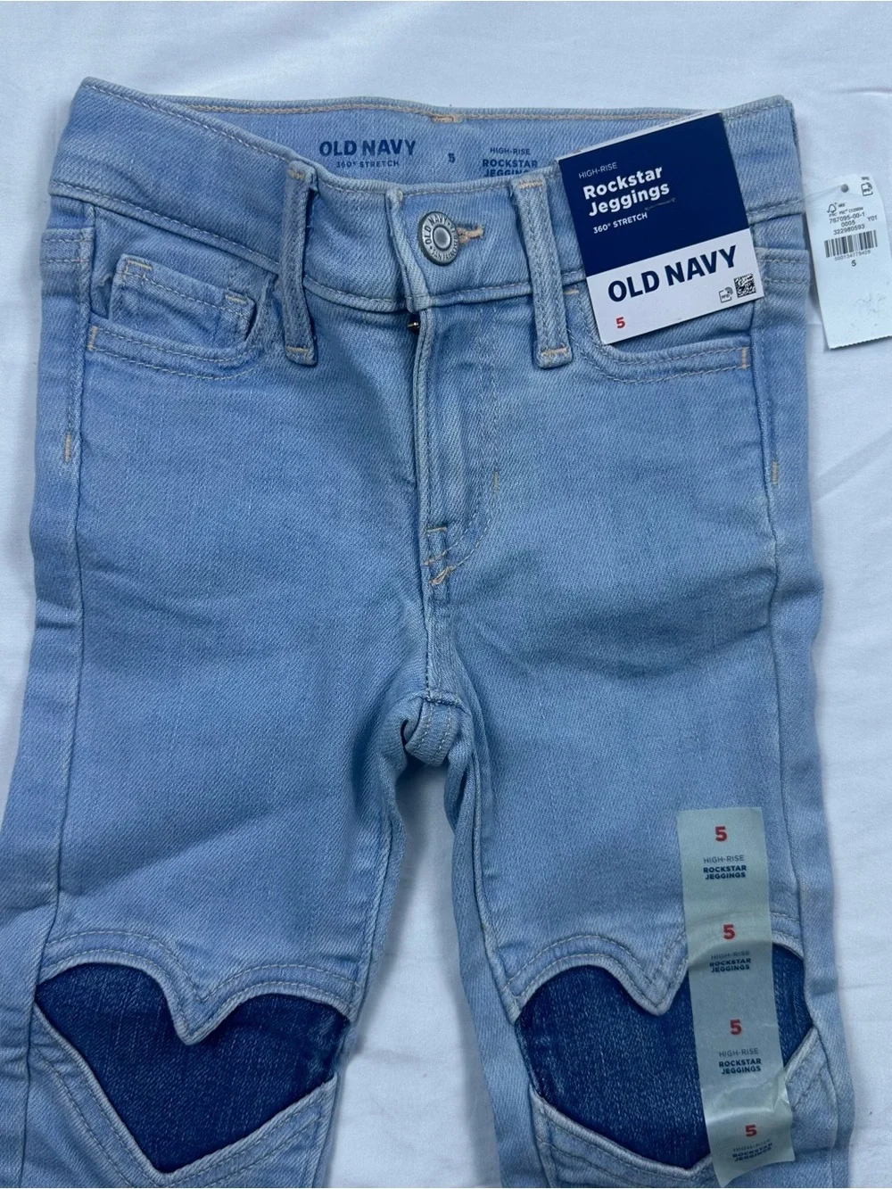 NWT Old Navy High-Rise 360 Stretch Rockstar Knee-Patch Jeggings Girls 5T